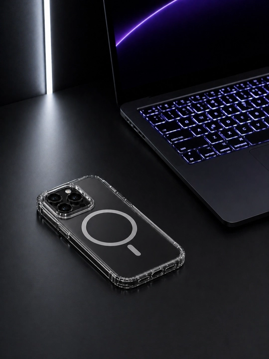 iPhone X–17 (Pro / Max) uchun MagSafe g‘ilof, shaffof, kamera himoyasi, zarbaga chidamli