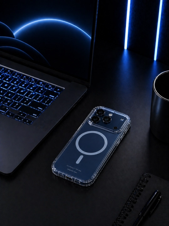 iPhone X–17 (Pro / Max) uchun MagSafe g‘ilof, shaffof, kamera himoyasi, zarbaga chidamli