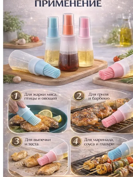 Дозатор для масла с силиконовой кисточкой, удобный кухонный диспенсер