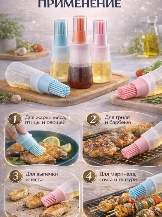 Дозатор для масла с силиконовой кисточкой, удобный кухонный диспенсер