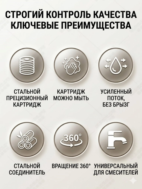 Фильтр на кран металлический, 360°, аэратор, многоразовый фильтр, кухня ванная