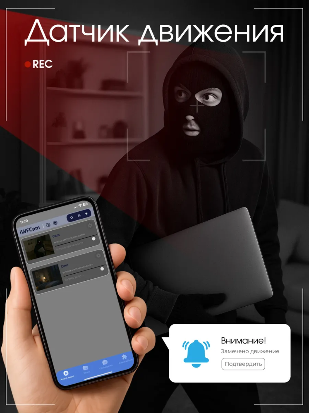 Мини Wi-Fi камера видеонаблюдения для дома и личной безопасности