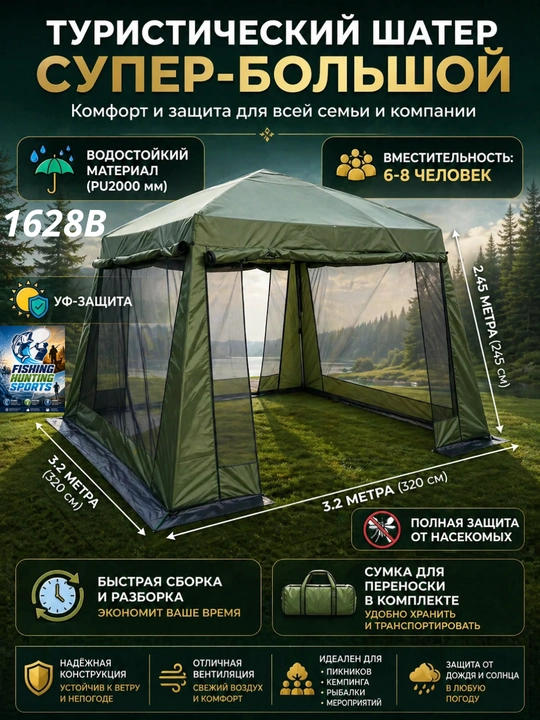 Sayyohlik chodirlari, 2-5, 5-8, 8-9, 10-12 kishilik