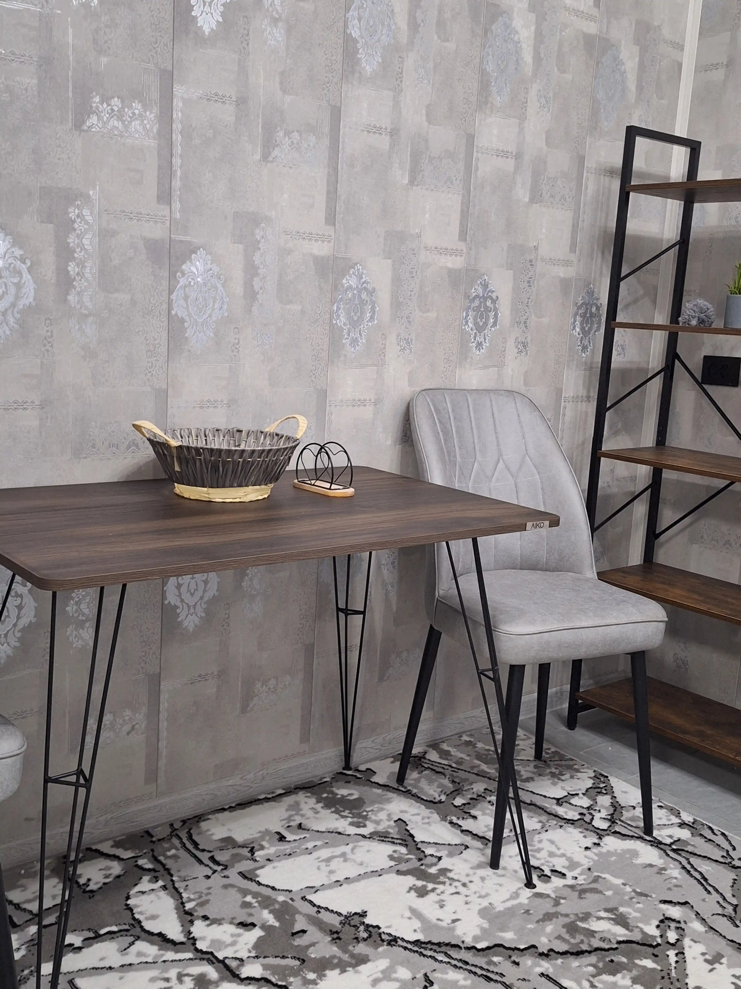 AIKO Indastrid oshxona stoli, ovqatlanish uchun, loft uslubida, metall karkasli