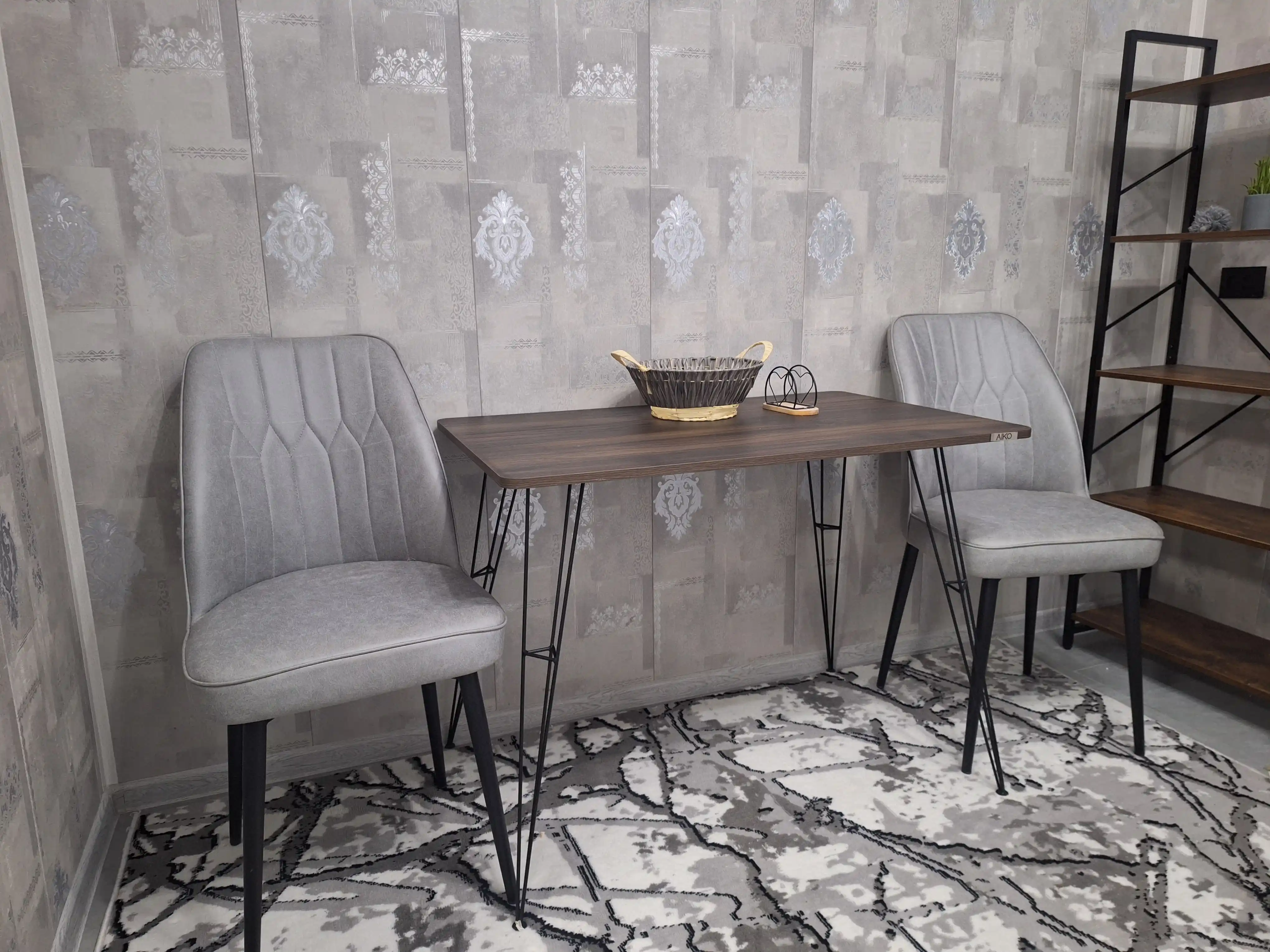 AIKO Indastrid oshxona stoli, ovqatlanish uchun, loft uslubida, metall karkasli