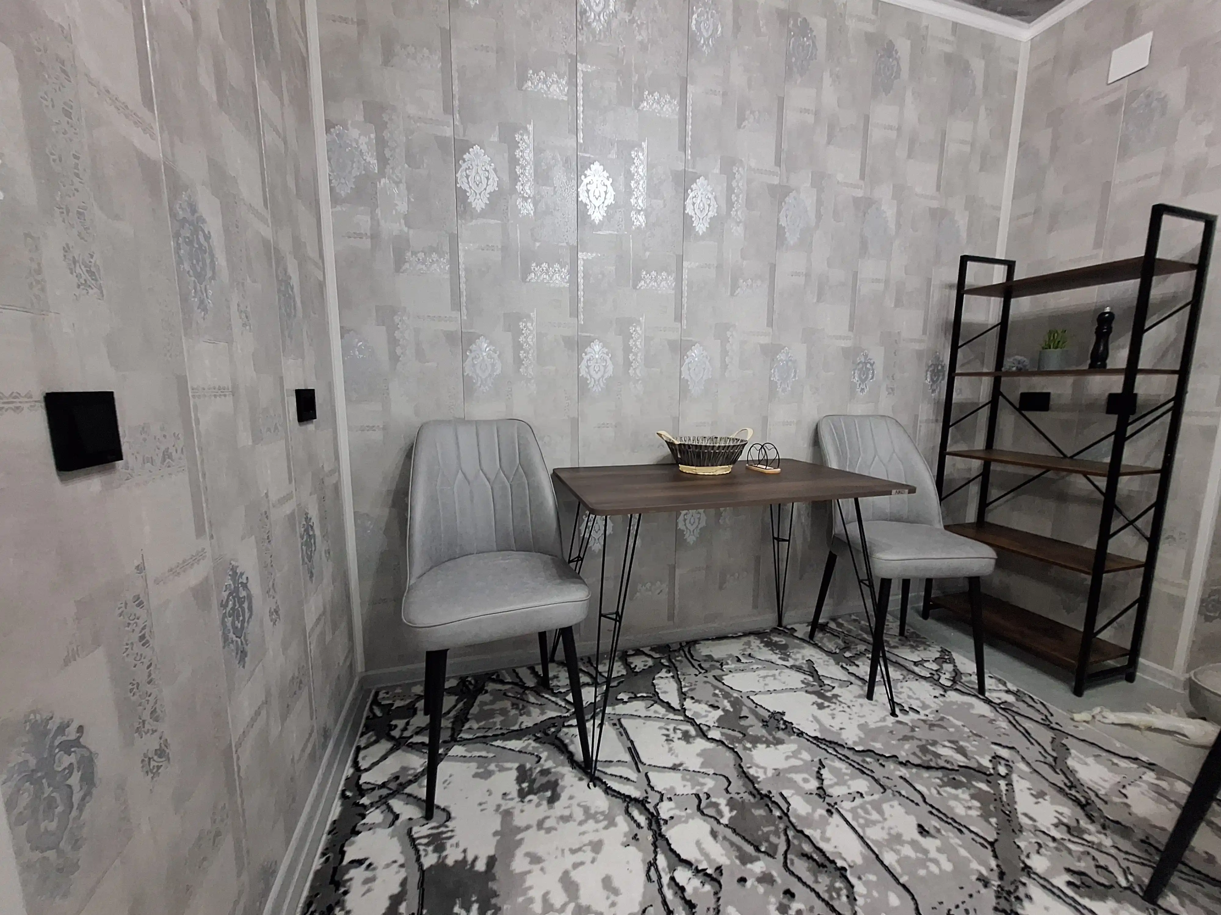 AIKO Indastrid oshxona stoli, ovqatlanish uchun, loft uslubida, metall karkasli