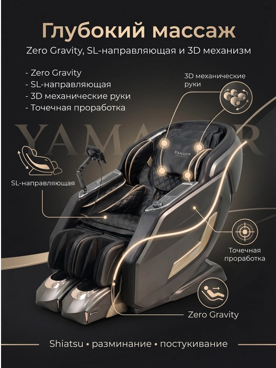 YAMAJOR S03 massaj kreslosi, 4D ProMax, SL, Zero Gravity, 7” LCD