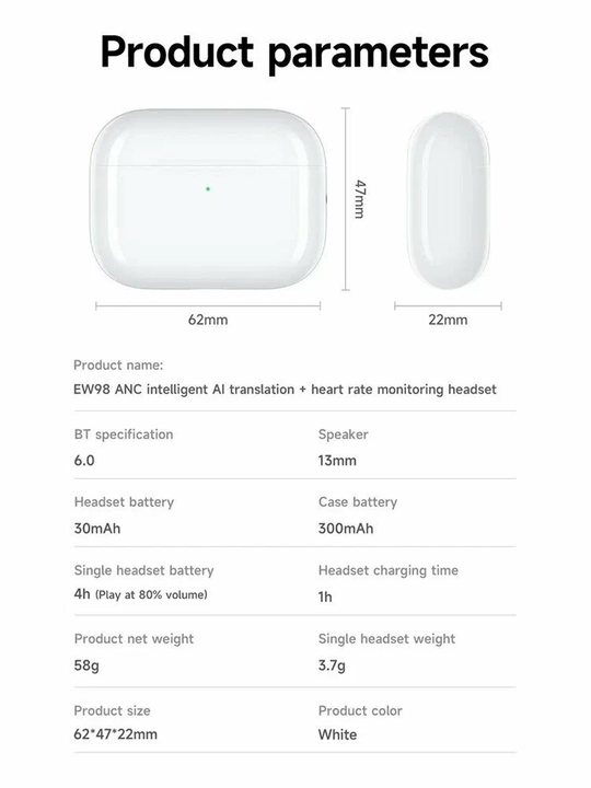 HOCO EW98 PRO MAX simsiz quloqchinlari super bas Bluetooth 5.3 Hi-Fi 24 soatlik TWS quloqchinlari