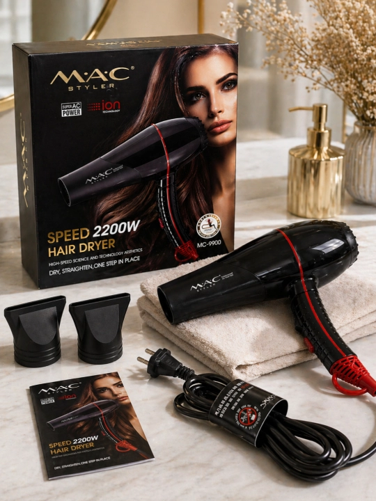 Soch fen MAC Styler, professional fen 2200W, soch quritgich, 3 rejim, 2 nasadka