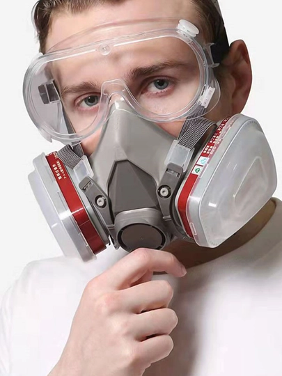 Respirator maska va ko‘zoynak 6200, 2 filtrli, chang bo‘yoq gaz ish uchun himoya to‘plam 4