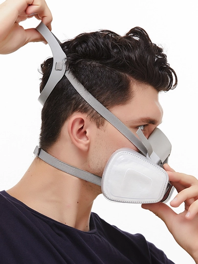 Respirator maska va ko‘zoynak 6200, 2 filtrli, chang bo‘yoq gaz ish uchun himoya to‘plam 6