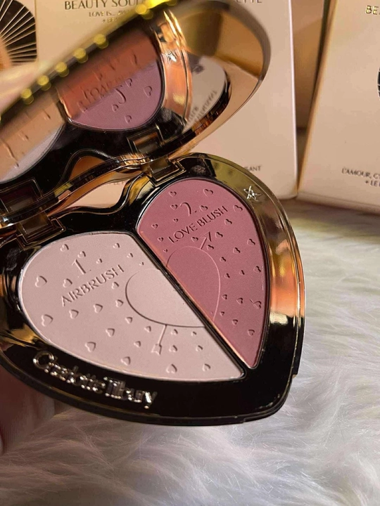 Пудра и румяна Charlotte Tilbury soulmates face palette для всех типов кожи, pink, peach