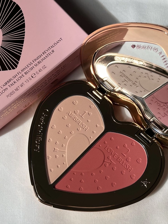 Пудра и румяна Charlotte Tilbury soulmates face palette для всех типов кожи, pink, peach