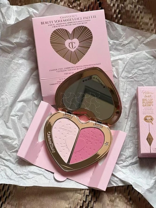 Пудра и румяна Charlotte Tilbury soulmates face palette для всех типов кожи, pink, peach