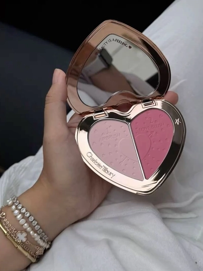Пудра и румяна Charlotte Tilbury soulmates face palette для всех типов кожи, pink, peach