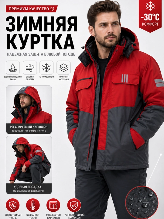 Qishki maxsus kiyim: kurka + shim kombinezon, -45°C gacha - 