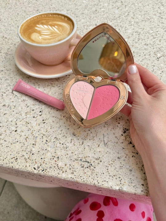 Пудра и румяна Charlotte Tilbury soulmates face palette для всех типов кожи, pink, peach