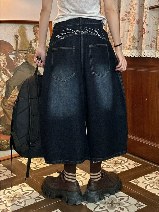 TAYNA Шорты джинсовые, мужские и женские, baggy, оверсайз, Y2K, 100% хлопок