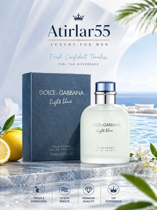 Erkaklar uchun Eau de Toilette, Dolce & Gabbana Light Blue, 125 ml, Frantsiya - 