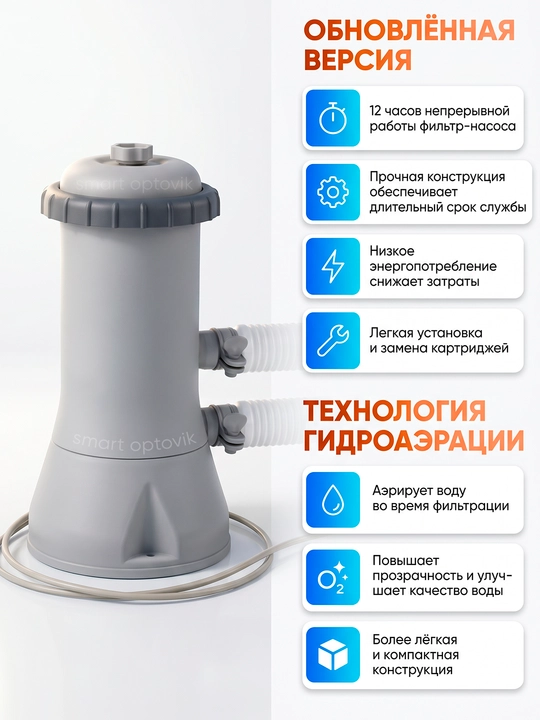 Фильтр-насос INTEX для бассейна, картриджный фильтр, 2006 л/ч, до 8500 литров