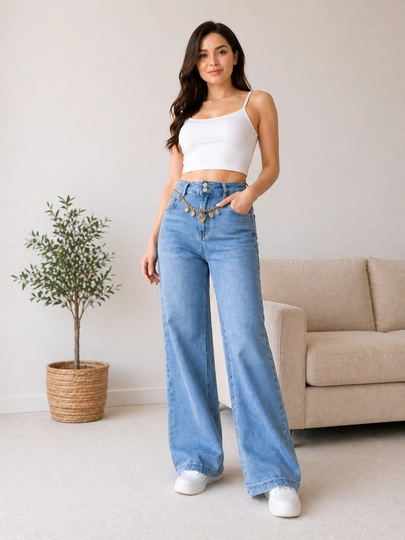 Женские джинсы wide leg, высокая посадка, широкие штанины, модные джинсы