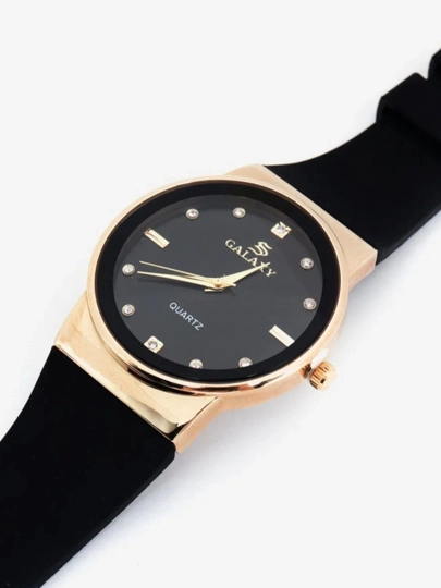Женские наручные часы GALAXY Quartz, силиконовый ремешок, классический дизайн — TRENDK-A0888-ЧЕРН