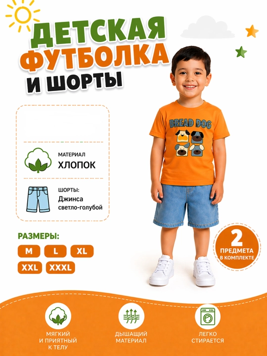 Комплект детской одежды (футболка и шорты) - 
