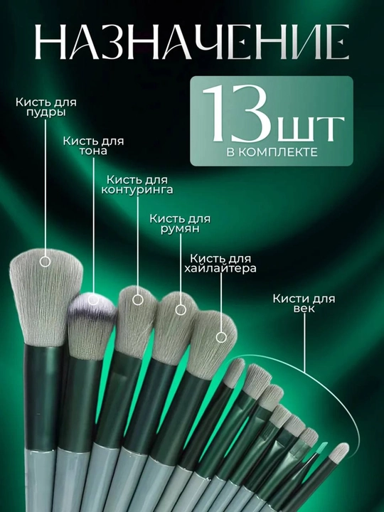 Makiyaj cho‘tkalari to‘plami 13 dona, yumshoq sintetik tuk,kosmetik brush set,chехол bilan