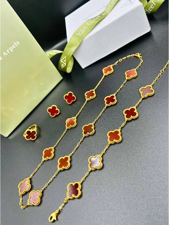 Комплект из серег, браслета и цепочки, украшения для женщин - 