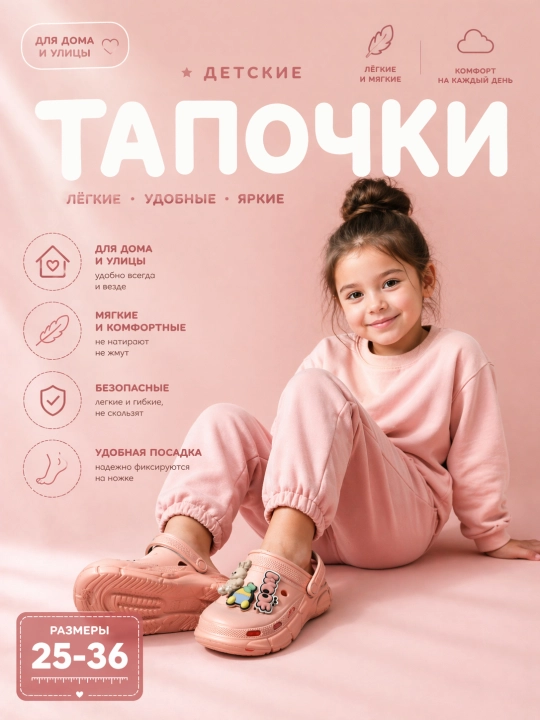 Детские тапочки Sabo удобные, легкие, мягкие, повседневные