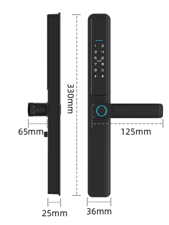 Barmoq izi, RFID va WiFi Tuya bilan aqlli eshik qulfi F5