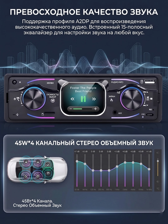 1DIN автомагнитола, 7 дюймов, Bluetooth, Mirror Link и вход для камеры мультимедиа