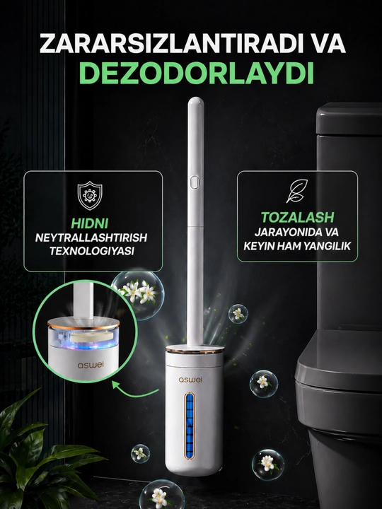 Almashtiriladigan nozullar bilan hojatxona cho'tkasi