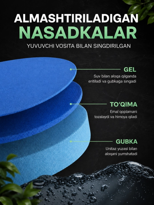 Almashtiriladigan nozullar bilan hojatxona cho'tkasi
