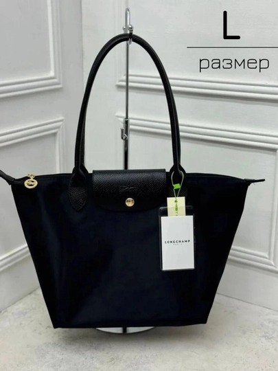 Сумка женская в стиле Longchamp - вместительная, водостойкая нейлоновая сумка — SGSTORE-LONGBIGORIG-СЕРЫЙ-M