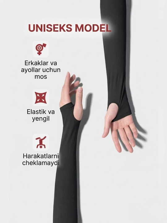 Erkaklar va ayollar uchun universal qo‘l yenglar, quyoshdan himoya, sport, 2 dona