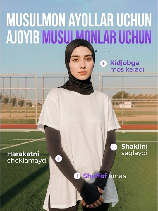 Erkaklar va ayollar uchun universal qo‘l yenglar, quyoshdan himoya, sport, 2 dona