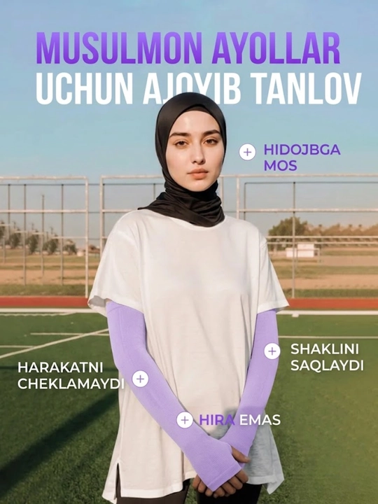 Erkaklar va ayollar uchun universal qo‘l yenglar, quyoshdan himoya, sport, 2 dona