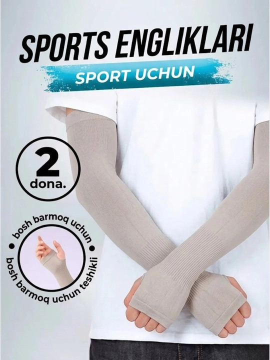Erkaklar va ayollar uchun universal qo‘l yenglar, quyoshdan himoya, sport, 2 dona