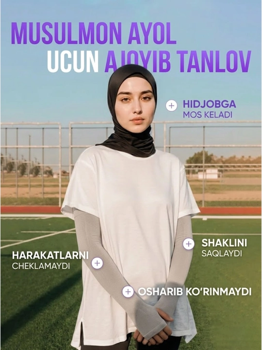 Erkaklar va ayollar uchun universal qo‘l yenglar, quyoshdan himoya, sport, 2 dona