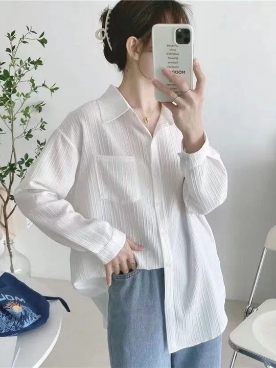 Женская рубашка oversize, c длинным рукавом, свободный крой, летняя рубашка