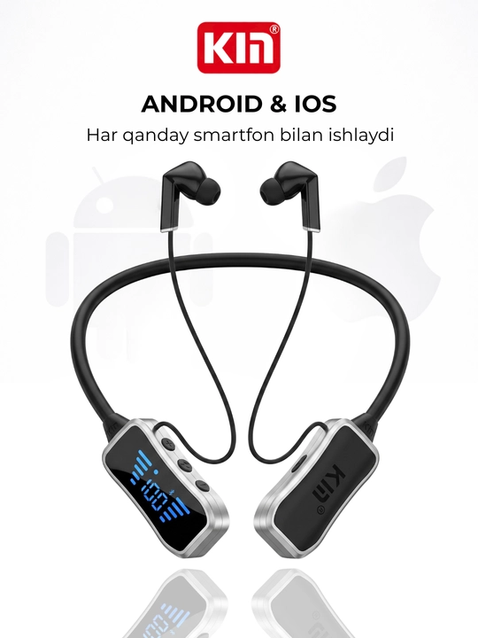 Simsiz quloqchin KIN KL50/118 Bluetooth 5.4, LED displey, 400 mAh batareya, TF-karta
