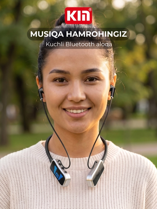 Simsiz quloqchin KIN KL50/118 Bluetooth 5.4, LED displey, 400 mAh batareya, TF-karta