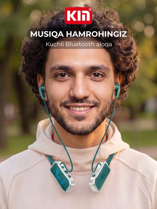 Simsiz quloqchin KIN KL50/118 Bluetooth 5.4, LED displey, 400 mAh batareya, TF-karta