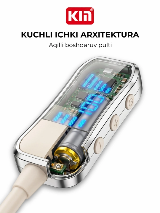Simsiz quloqchin KIN KL50/118 Bluetooth 5.4, LED displey, 400 mAh batareya, TF-karta