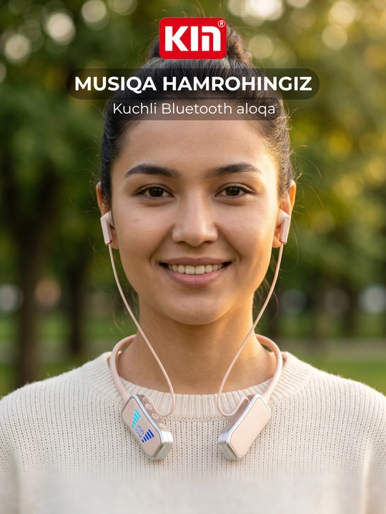 Simsiz quloqchin KIN KL50/118 Bluetooth 5.4, LED displey, 400 mAh batareya, TF-karta