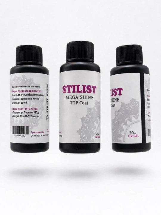 STILIST gel-laki uchun top Mega Shine Top Coat, 50 ml