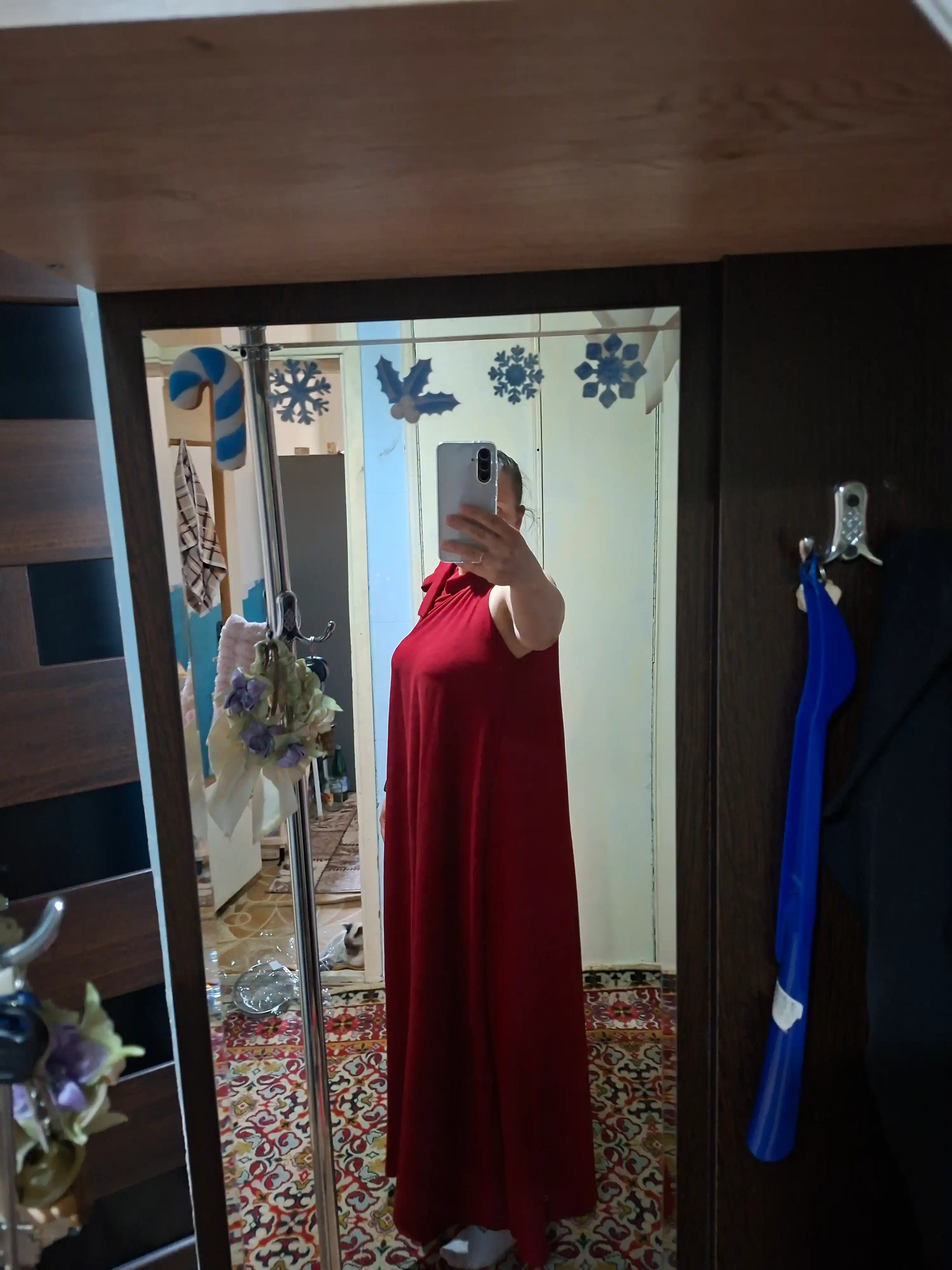 Sarafan libos, uzun, bantli, limon va jigarrang, standart o‘lchamda