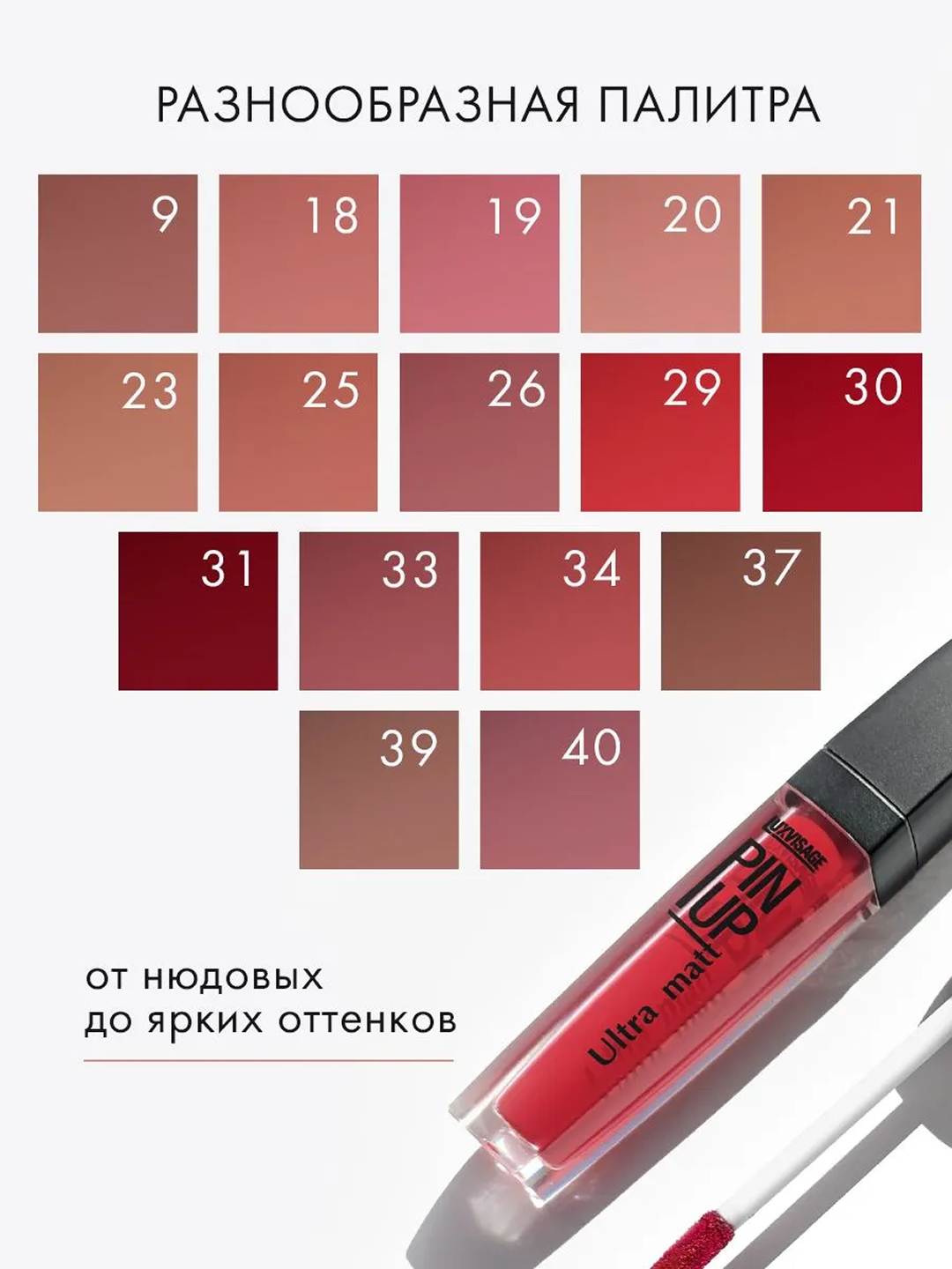 LUXVISAGE Pin-Up блеск для губ Ultra Matt, тон 34, 5 гр