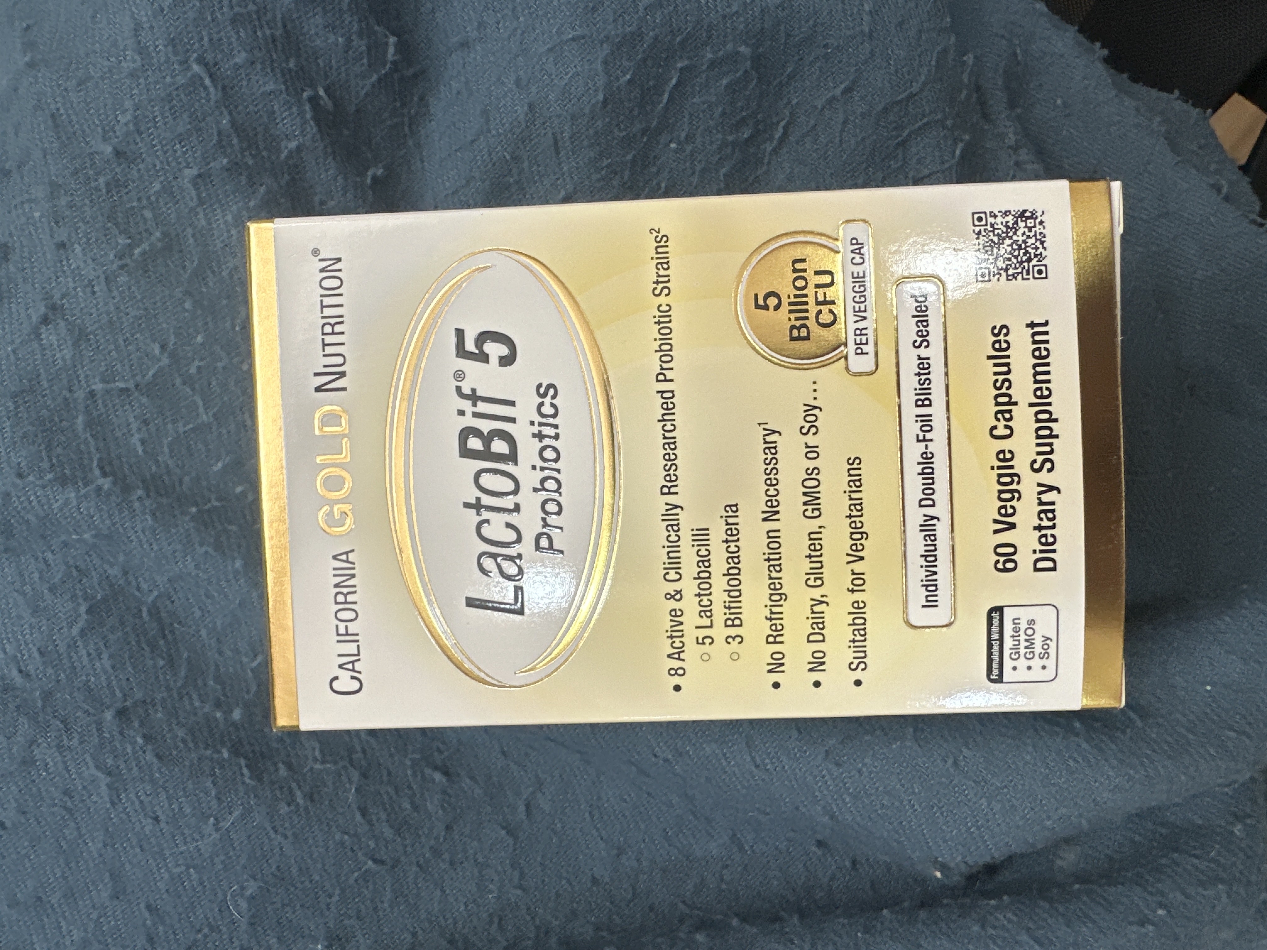 California Gold Nutrition, LactoBif® 5, пробиотики, 5 млрд КОЕ, 60 растительных капсул